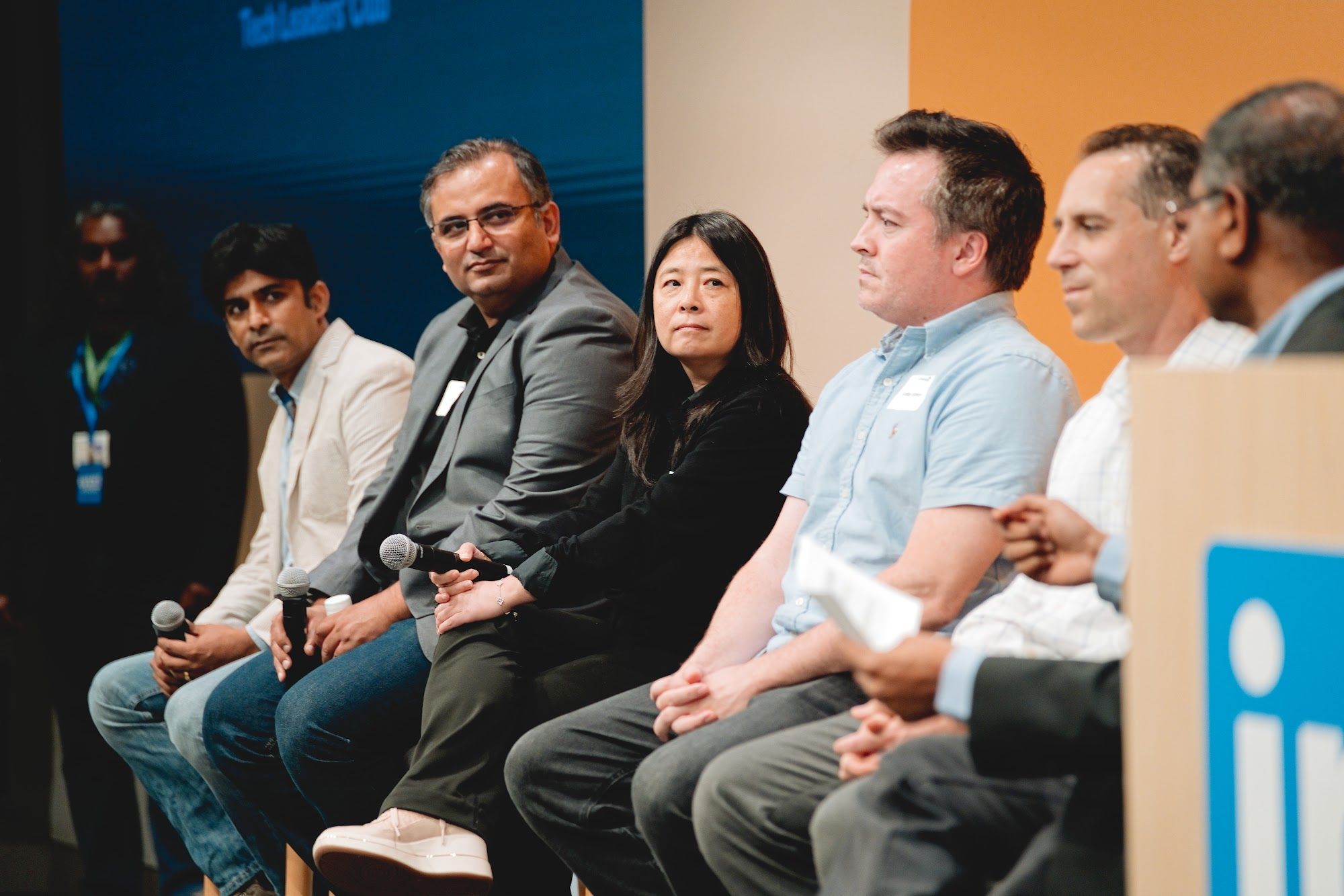 The panel on stage at the Q3 2026 club, hosted at LinkedIn
